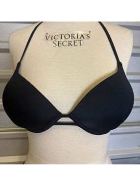 Victoria's Secret 32 D Bombshell Pad Black Halter Underwire Bikini Swim Top NWT